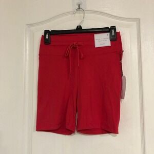 Better Together Pink High Waisted Drawstring Bike Shorts Womens Size Medium NWT